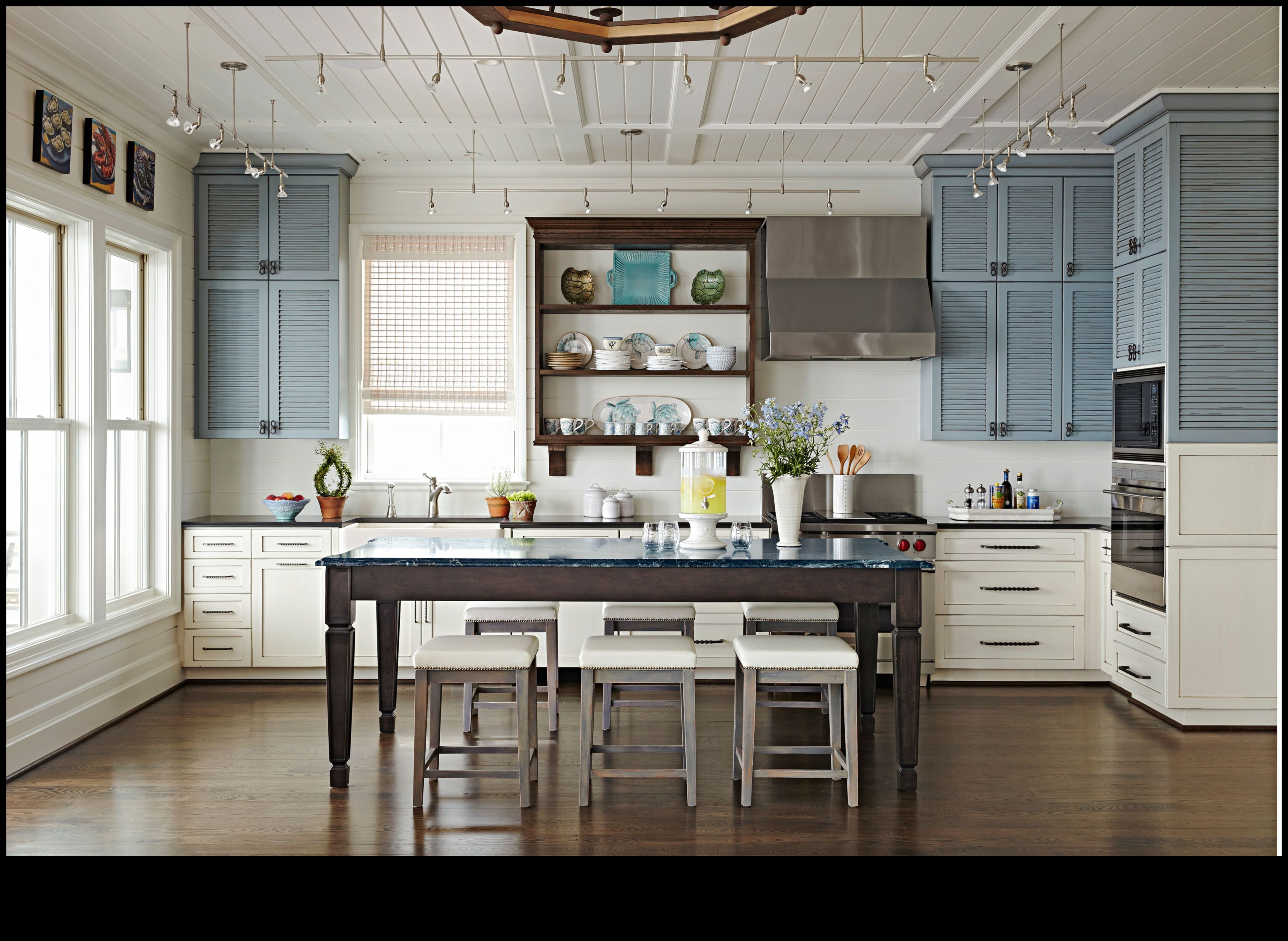 Какви са някои бюджетни идеи за крайбрежен кухненски декор за свежо усещане?