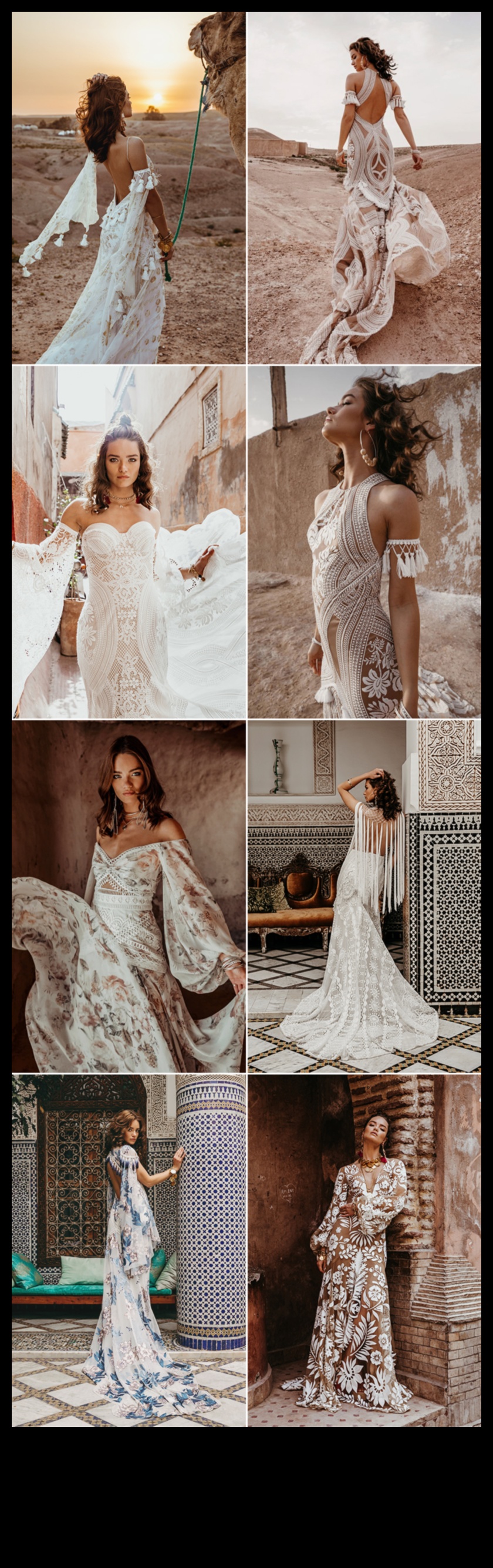 Номадски нюанси: безпроблемна бохемска булчинска мода